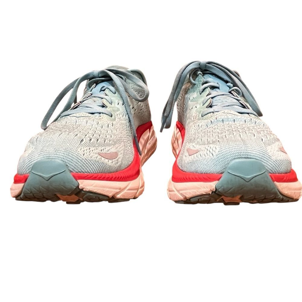 Hoka One One Sneakers Clifton 8 Light Blue Red Ning Shoes Performance Athletic - Picture 10 of 15